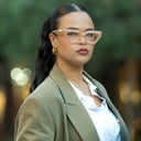 Lunettes de soleil LEMONADE beige femmes – porté – Gango Brand