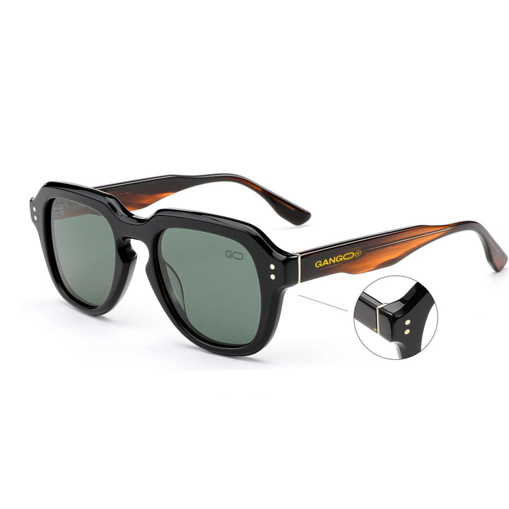 Lunettes de soleil MARBLE noires unisex – vue de profil – Gango Brand