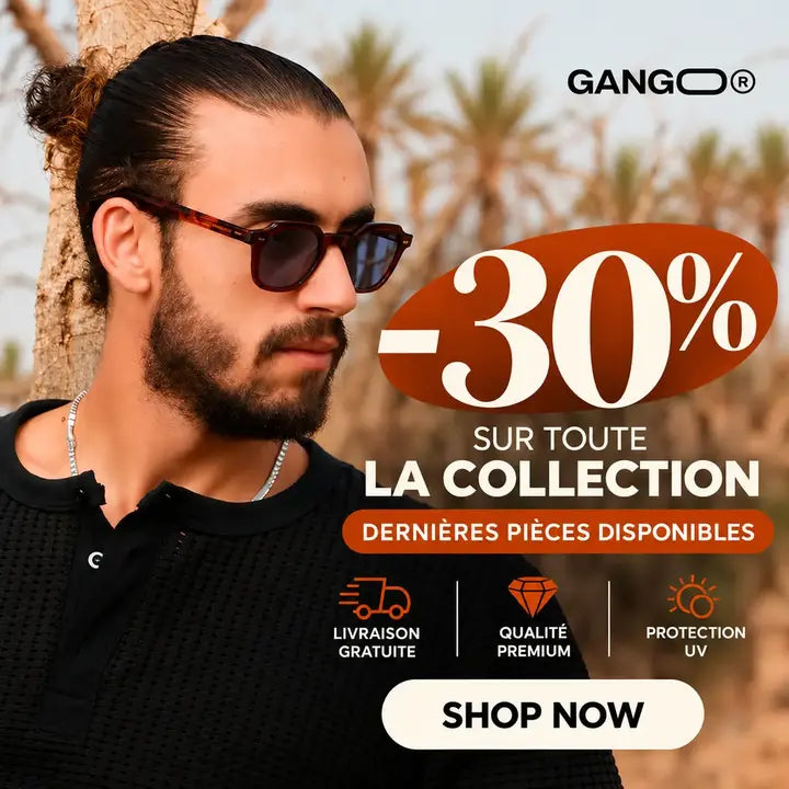 GANGO — 30 % sur toute la collection. Bannière mobile carrée.