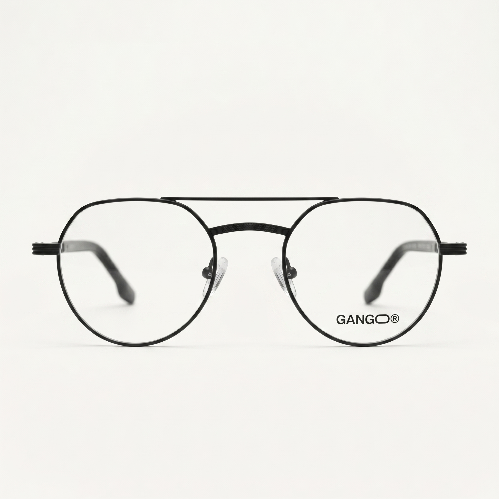 Lunettes de vue VECTRA noires unisex – vue trois quarts – Gango Brand