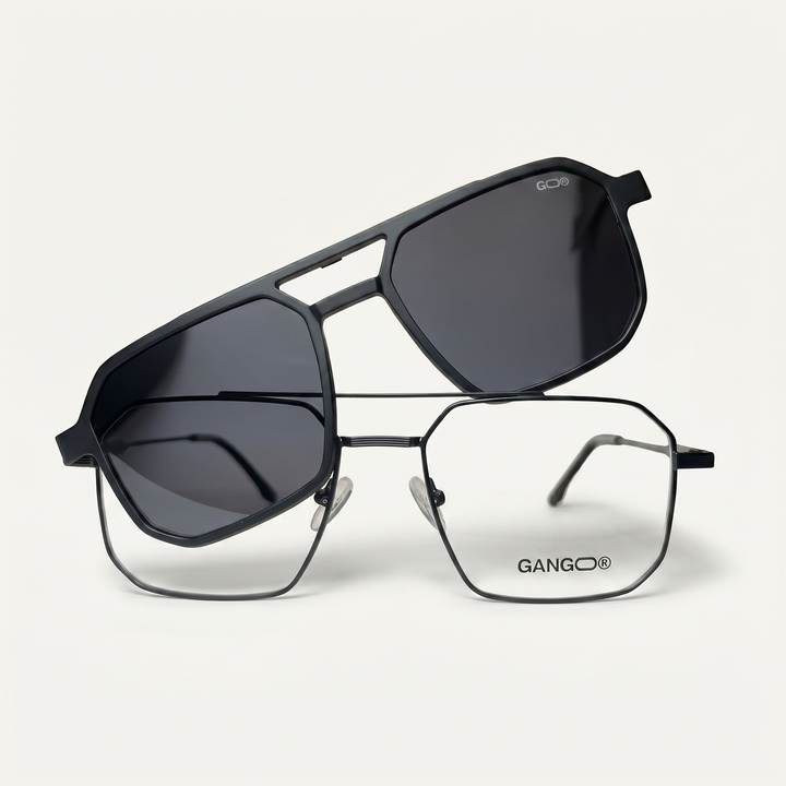 Lunettes de soleil VECTRA SUN noires unisex – vue de face – Gango Brand