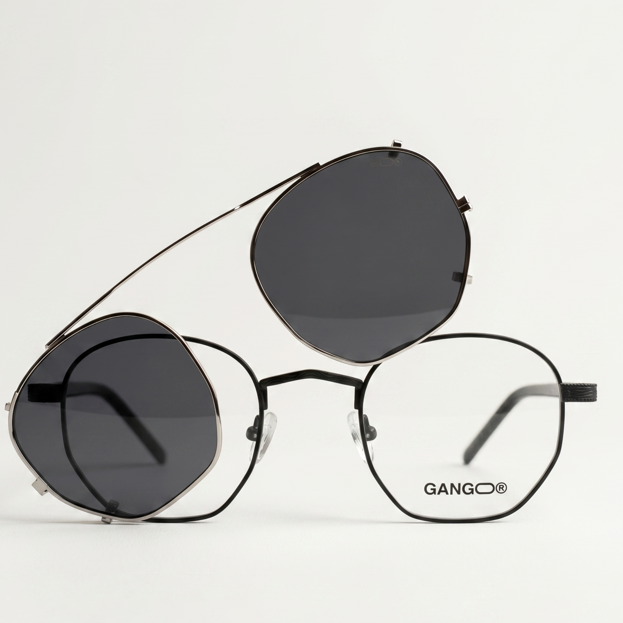 Lunettes de soleil IBIZA noires unisex – vue de face – Gango Brand