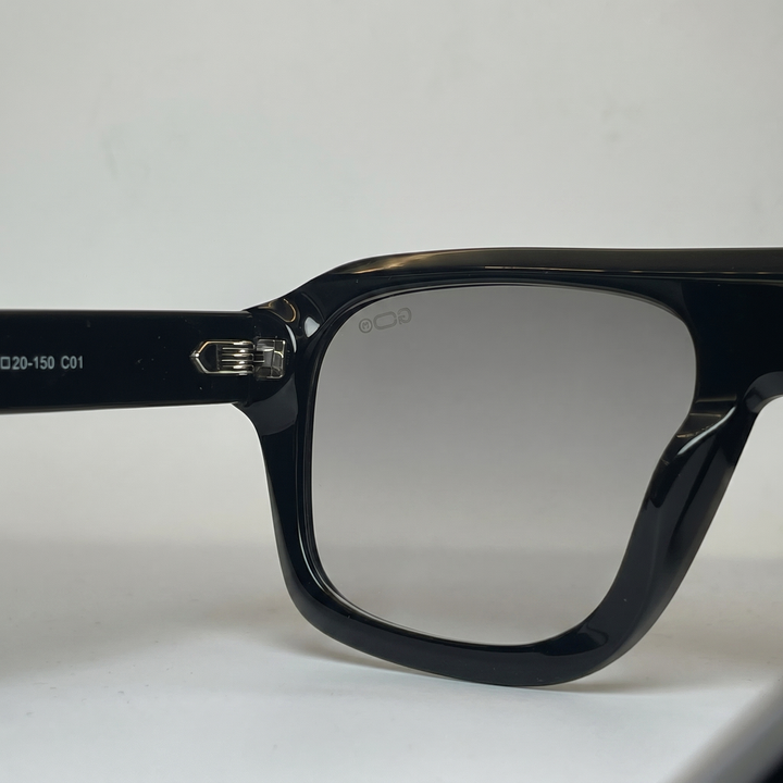 Lunettes de soleil SAHARA noires unisex – détail de la monture – Gango Brand