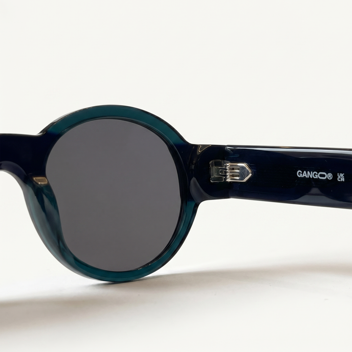Lunettes de soleil LAGOON vertes unisex – détail de la monture – Gango Brand
